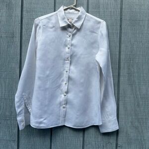 ❌SOLD❌J Crew Classic Linen Button Down Shirt White Long Sleeve Sz M Classic‎